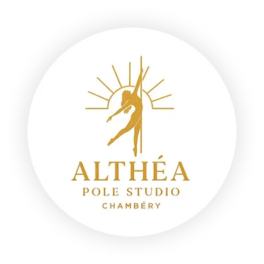 Logo Althéa Pole Studio Chambéry en doré avec silhouette de pole dancer